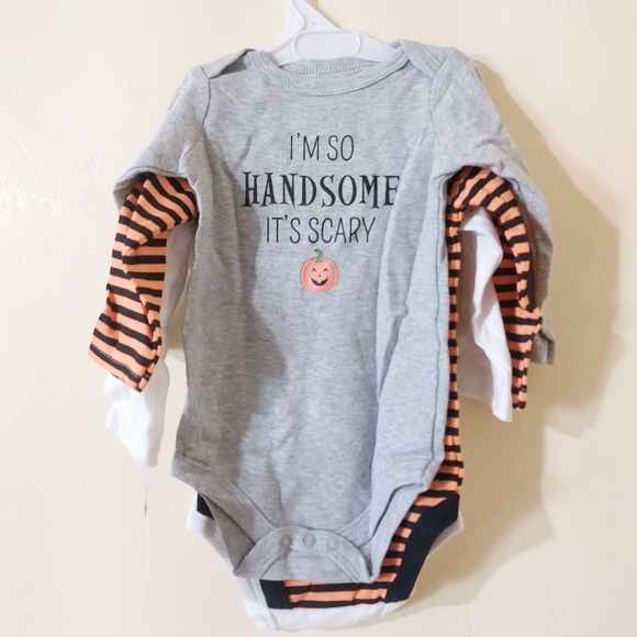 Little Treasures My First Halloween Long Sleeve Pumpkin Baby Infant Body Suits - Picture 4 of 7